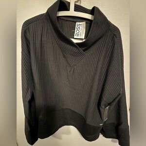 Tahari Black Ribbed Cowl Neck Sweater 1x